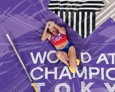 The American vaulter wins third world pole vault gold in nail-biting Japanese final
