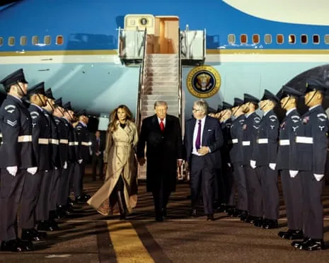 US President Trump Touches Down in UK for Second State Visit Amid Protests Gather in Windsor